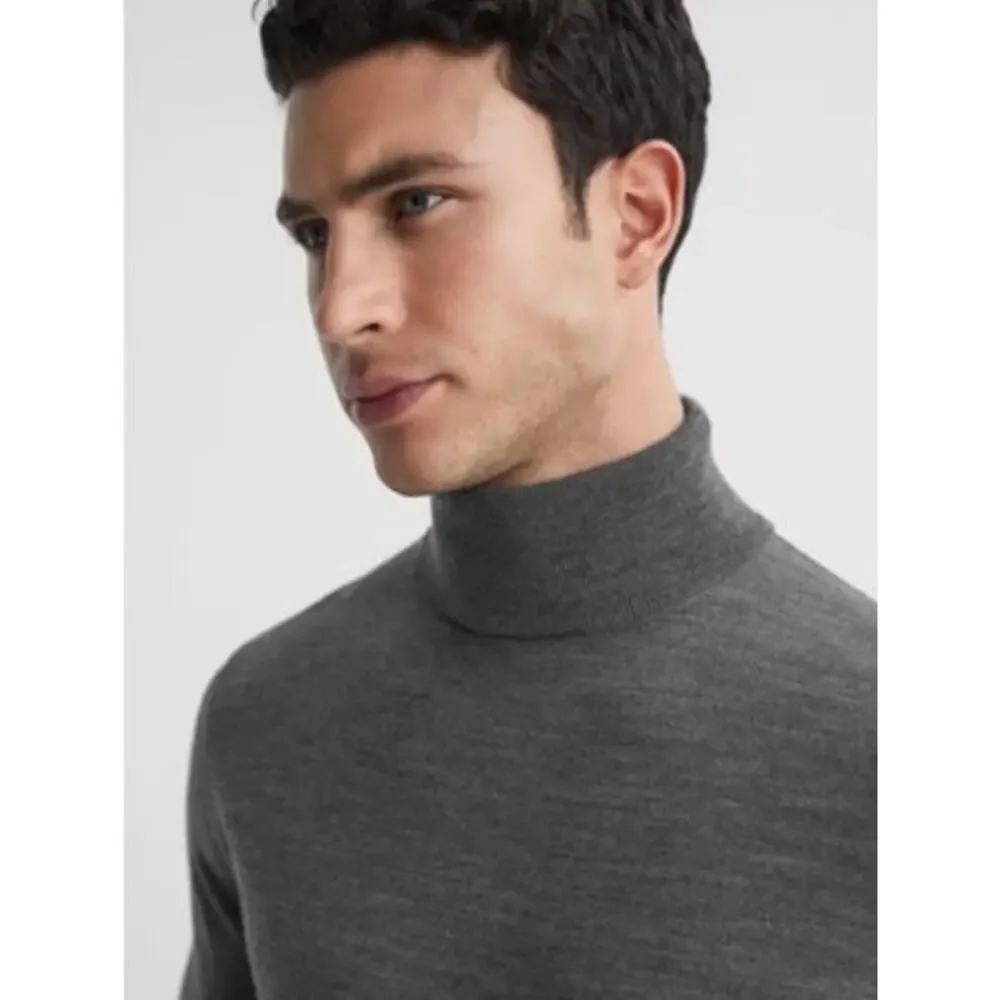 REISS Caine Merino Wool Roll-Neck Jumper Size M Gray Jumper $170